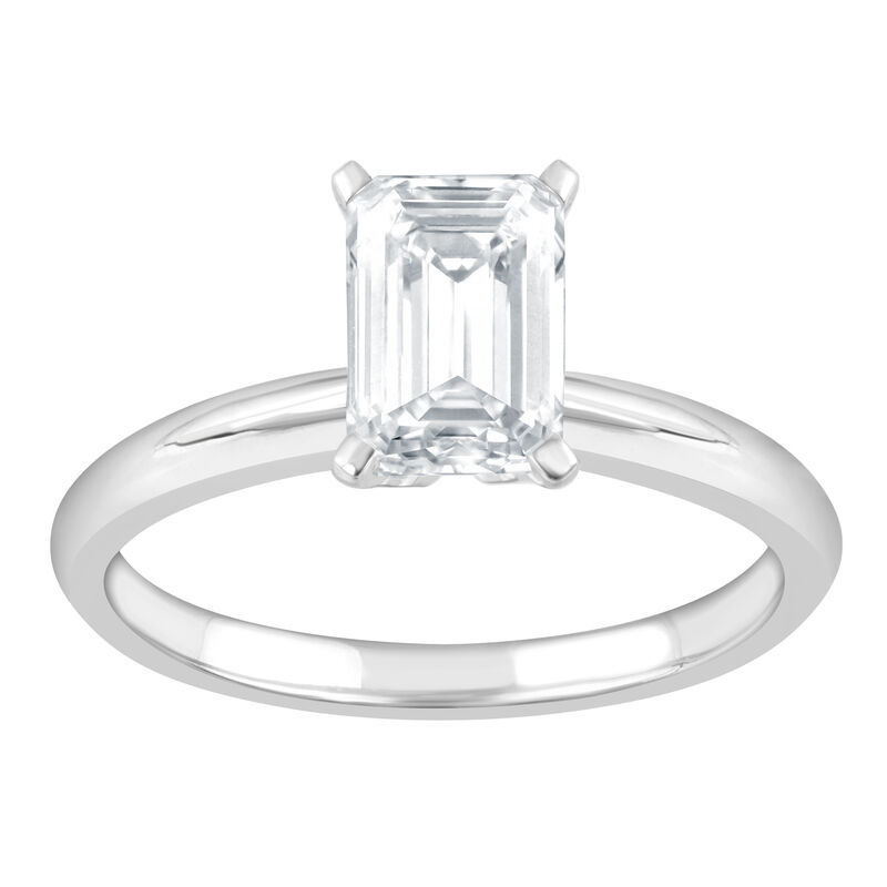 Emerald-Cut Lab Grown 1 1/2ct. Diamond Certified GH VS SI Solitaire Engagement Ring in 14k White Gold image number null